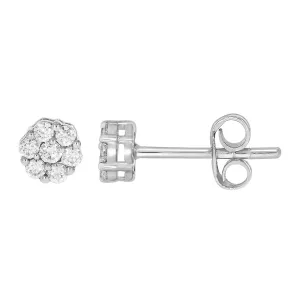 9ct White Gold 1/4 Carat Diamond Cluster Stud Earrings Shiels