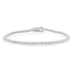 9ct White Gold 1.5 Carat Natural Diamond 18cm Bracelet Shiels