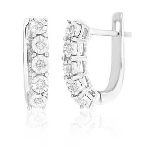 9ct White Gold Diamond Enticing Hoop Earrings Shiels