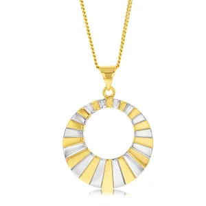 9ct Yellow And White Gold Patterned Round Pendant Shiels