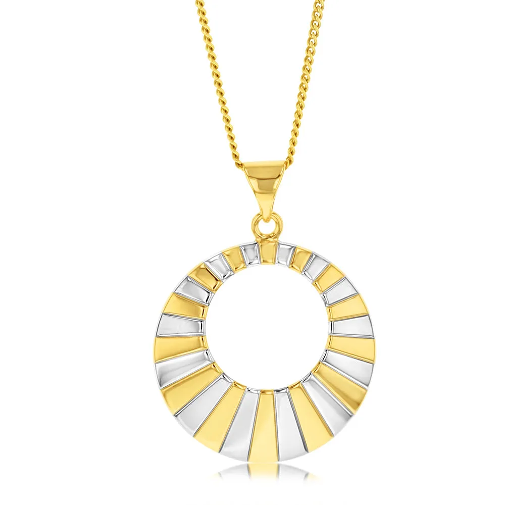 9ct Yellow And White Gold Patterned Round Pendant Shiels