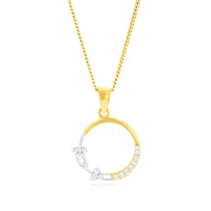 9ct Yellow And White Gold Two Tone Diamond Cut Circle Of Life Pendant Shiels