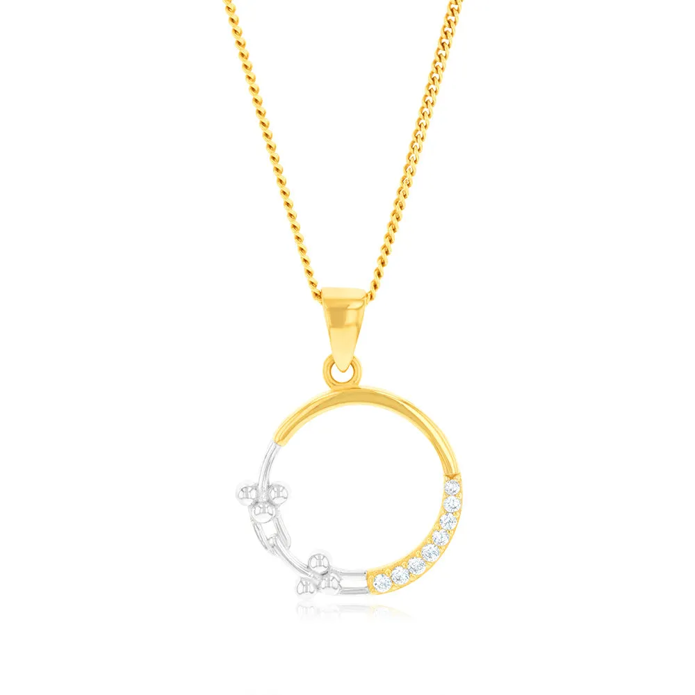 9ct Yellow And White Gold Two Tone Diamond Cut Circle Of Life Pendant Shiels