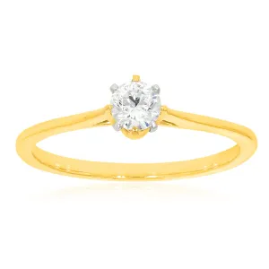 9ct Yellow Gold  1/4 Carat Diamond Solitaire Ring Shiels