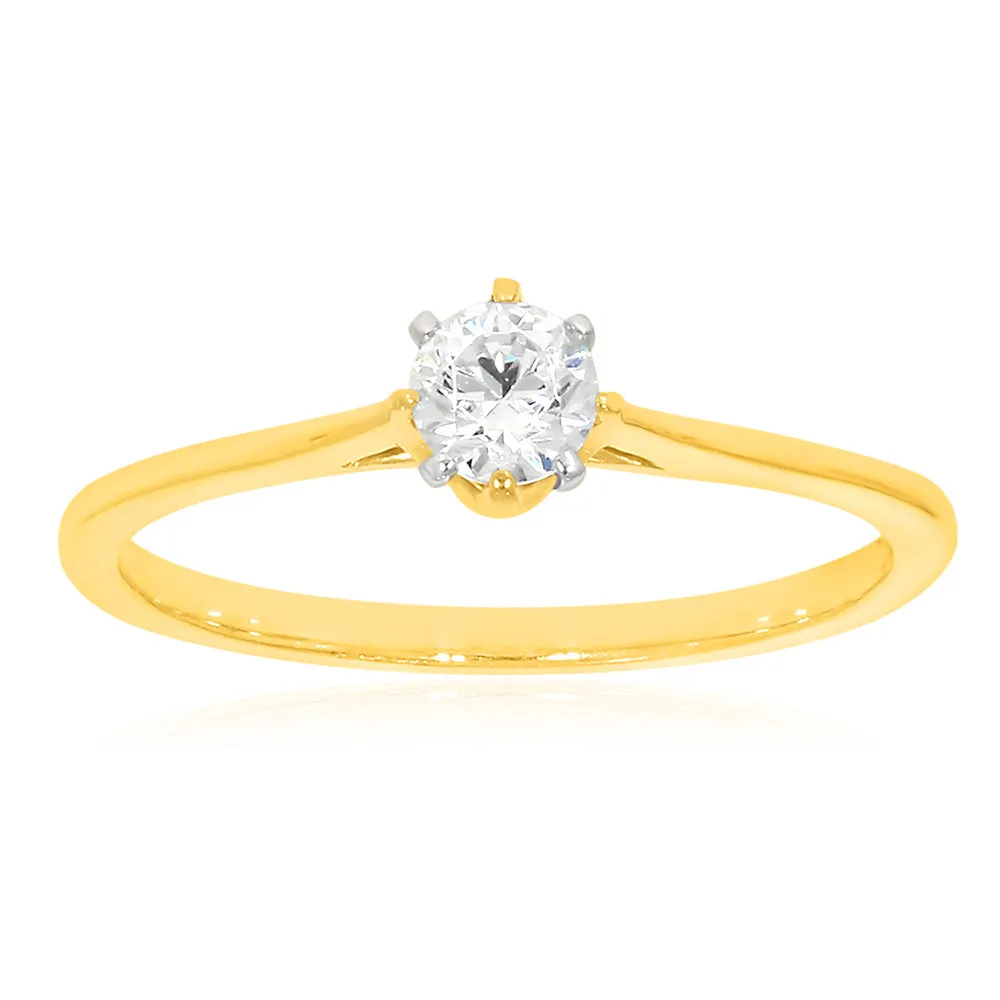 9ct Yellow Gold  1/4 Carat Diamond Solitaire Ring Shiels