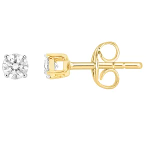 9ct Yellow Gold 1/6 Carat Diamond Stud Earrings Shiels