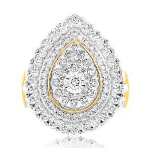 9ct Yellow Gold 2 Carat Diamond Ring with Brilliant and Tapered Baguette Diamonds Shiels