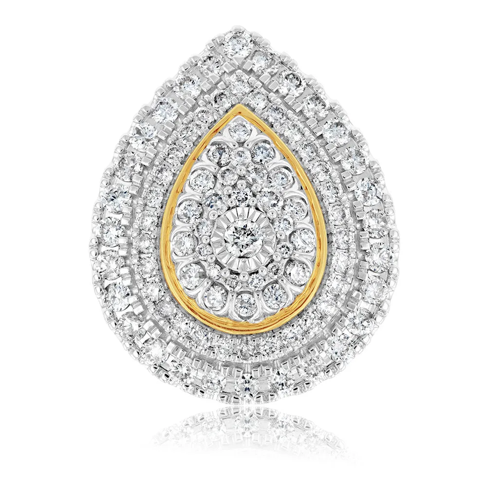 9ct Yellow Gold 2 Carat Diamond Ring with Brilliant and Tapered Baguette Diamonds Shiels