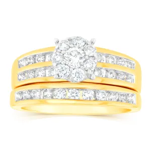 9ct Yellow Gold 3/4 Carat Diamond Bridal Ring Set Shiels