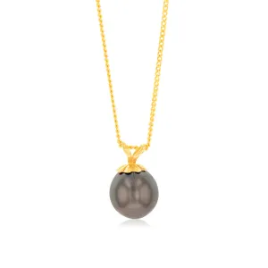 9ct Yellow Gold 8-10mm Tahitian Pearl Pendant on 45cm Chain Shiels