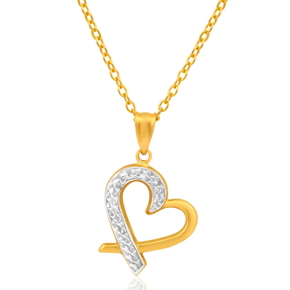 9ct Yellow Gold & White Gold Lovely Pendant Shiels