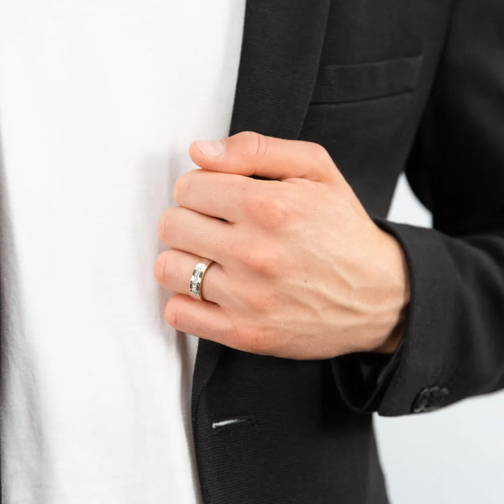 9ct Yellow Gold & White Gold Mens Ring With 0.1 Carats Of Diamonds Shiels