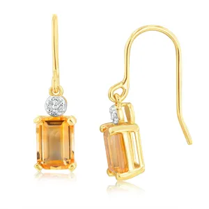 9ct Yellow Gold Citrine And Diamond Drop Earrings Shiels