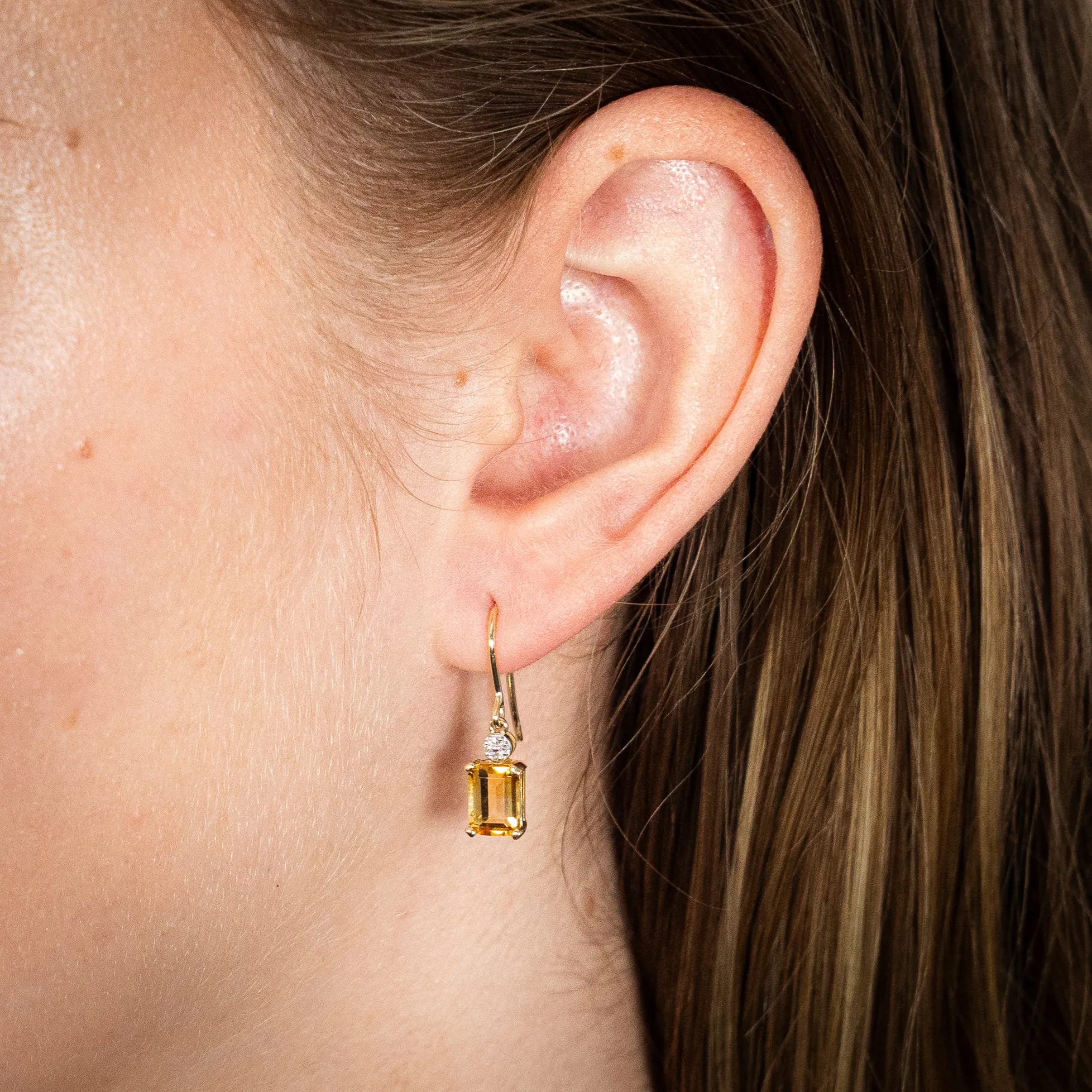 9ct Yellow Gold Citrine And Diamond Drop Earrings Shiels