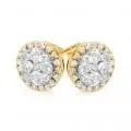 9ct Yellow Gold Cluster 1/2 Carat Diamond Stud Earrings Shiels