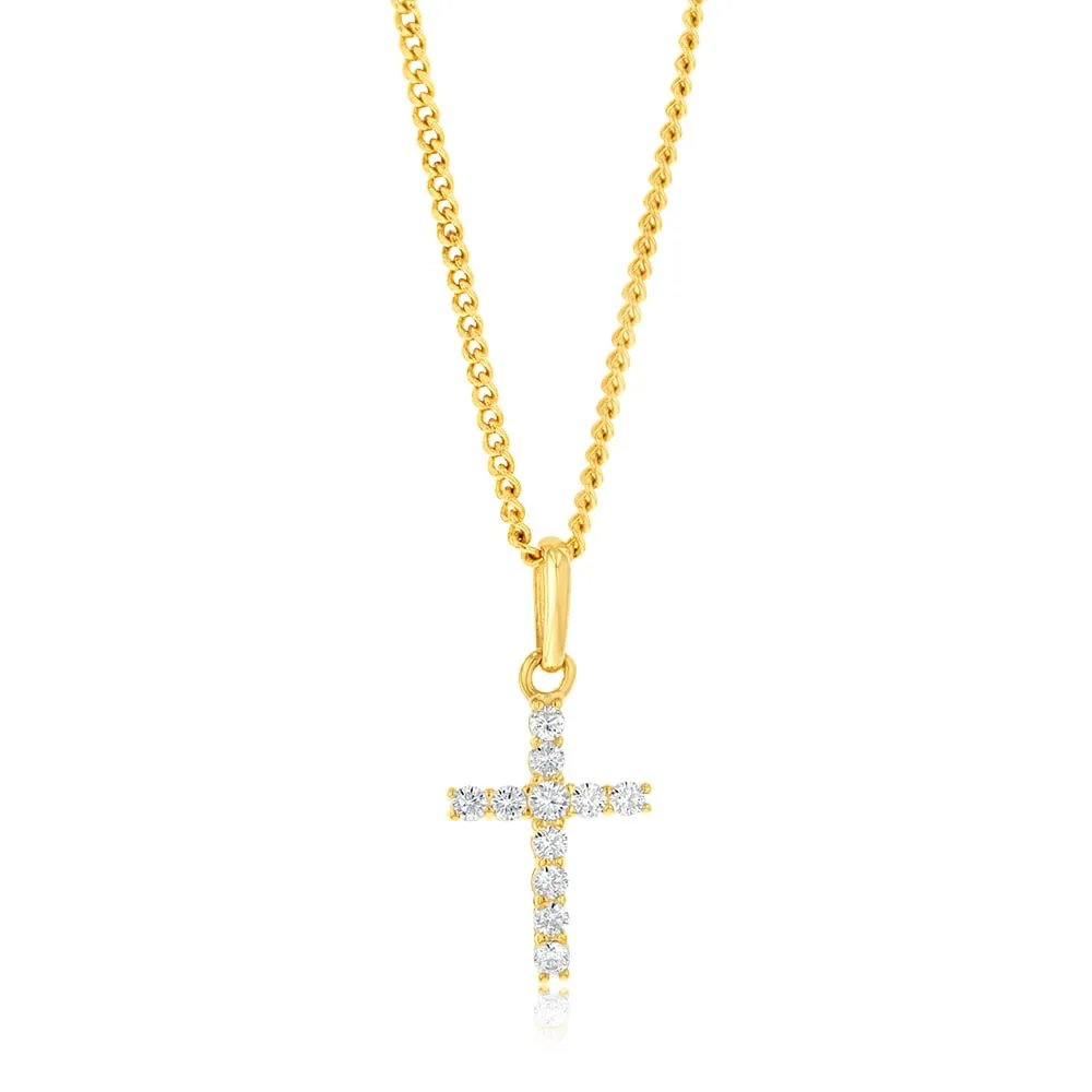 9ct Yellow Gold Cubic Zirconia Cross Pendant Shiels