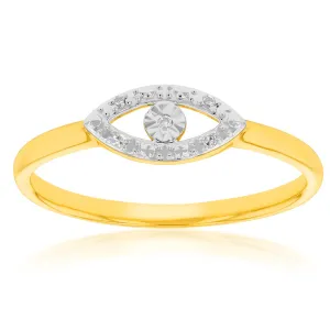 9ct Yellow Gold Diamond Evil Eye Ring Shiels