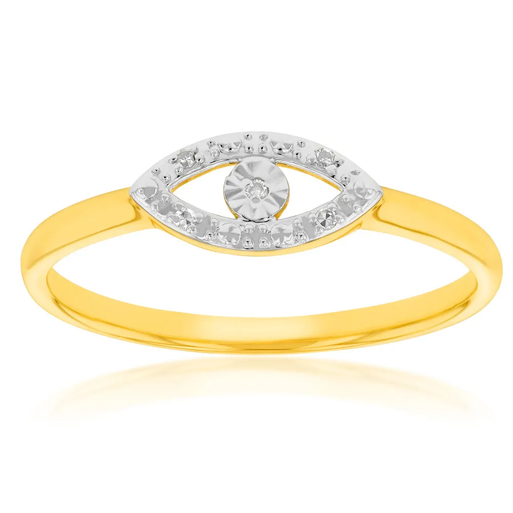 9ct Yellow Gold Diamond Evil Eye Ring Shiels