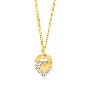 9ct Yellow Gold Diamond Heart Pendant with 3 Brilliant Diamonds Shiels