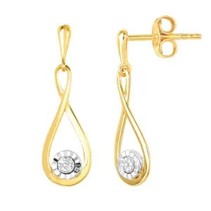 9ct Yellow Gold Diamond Infinity Drop Earrings with 8 Brilliant Diamonds Shiels