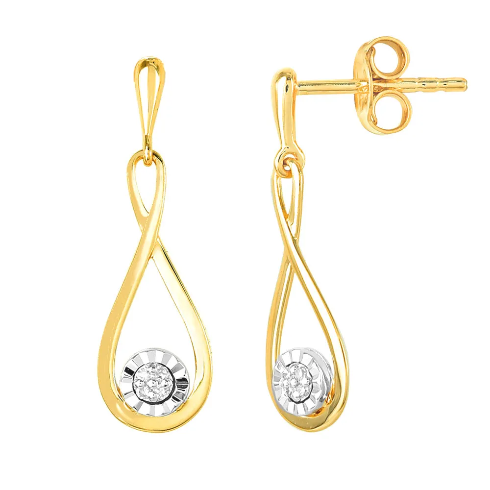 9ct Yellow Gold Diamond Infinity Drop Earrings with 8 Brilliant Diamonds Shiels