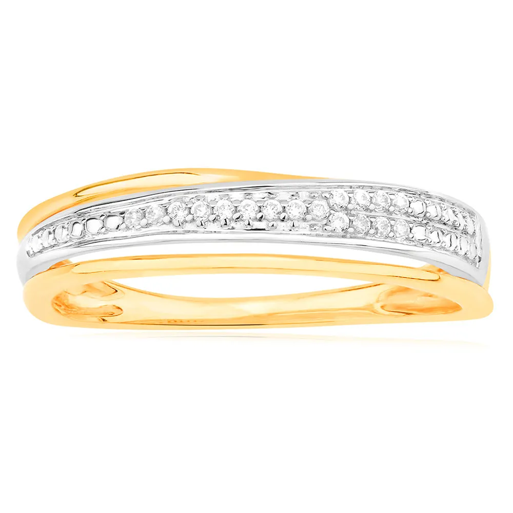 9ct Yellow Gold Diamond Ring with 17 Brilliant Pave Set Diamonds Shiels