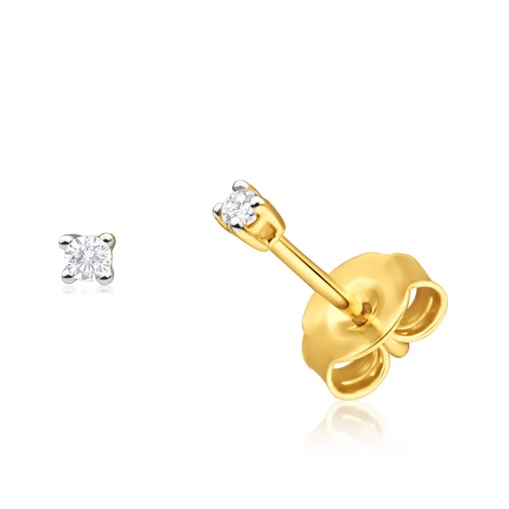 9ct Yellow Gold Gorgeous Diamond Stud Earrings Shiels