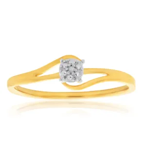 9ct Yellow Gold HJ Bead Set Diamond Ring Shiels