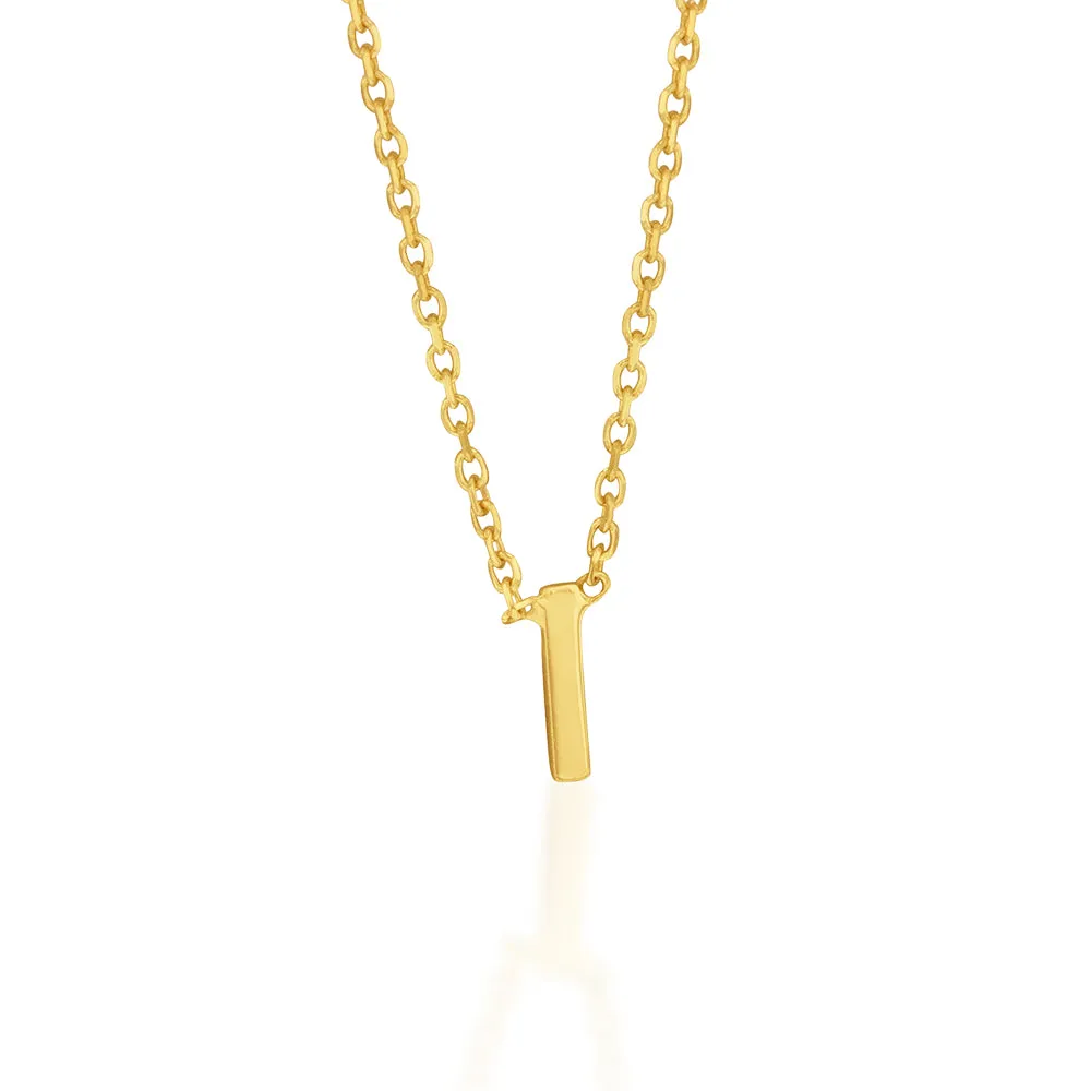 9ct Yellow Gold Initial "I" Pendant On 43cm Chain Shiels
