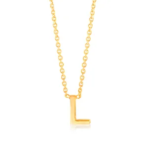 9ct Yellow Gold Initial "L" Pendant on 43cm Chain Shiels