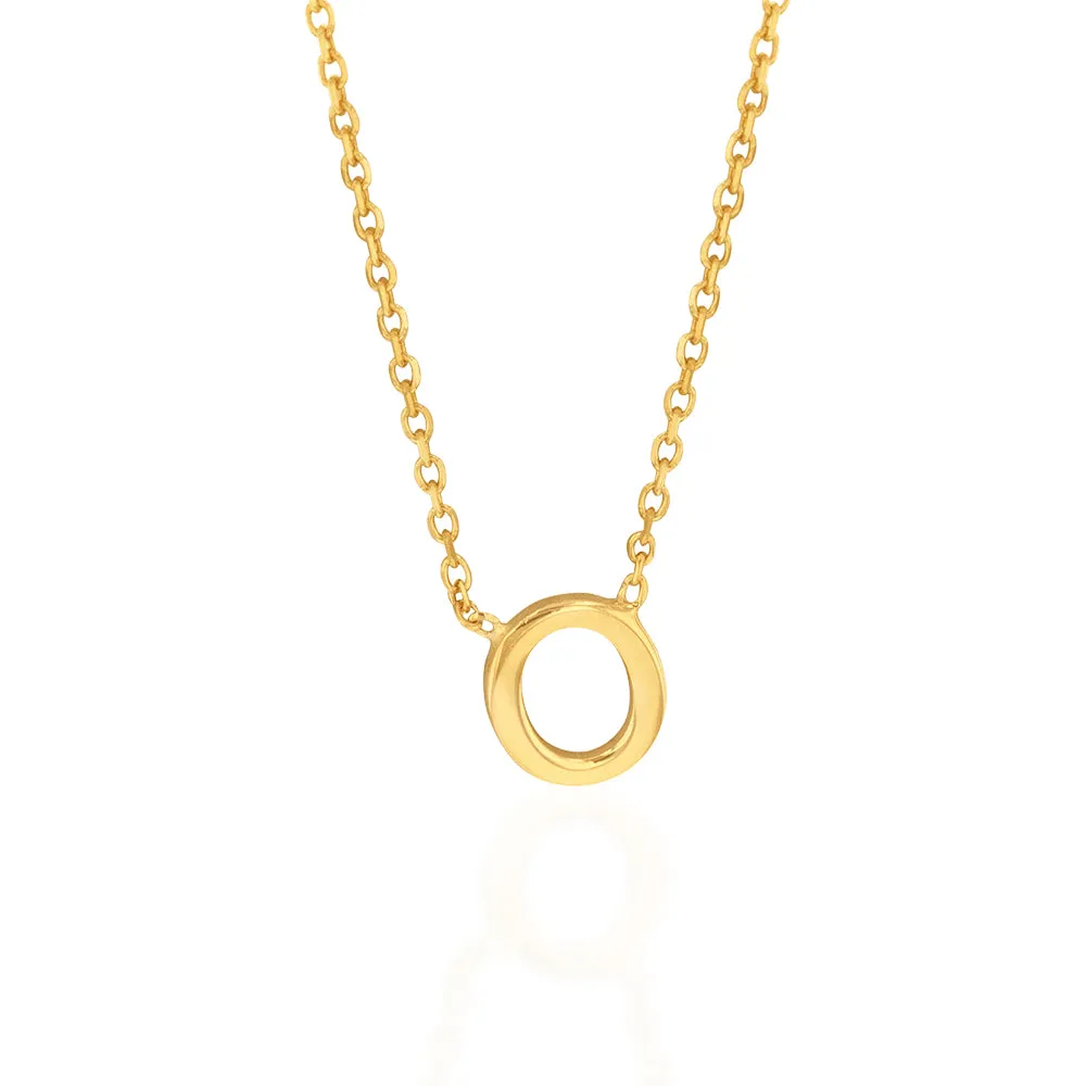 9ct Yellow Gold Initial "O" Pendant on 43cm Chain Shiels