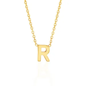 9ct Yellow Gold Initial "R" Pendant On 43cm Chain Shiels