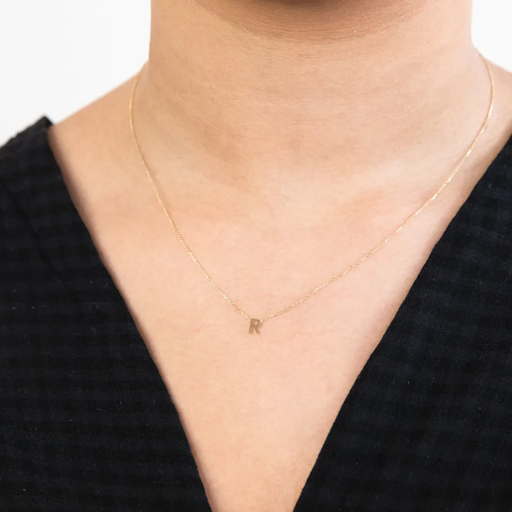 9ct Yellow Gold Initial "R" Pendant On 43cm Chain Shiels