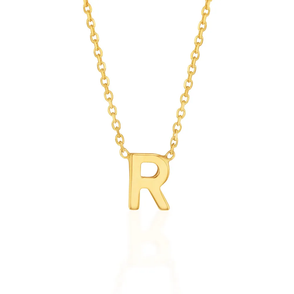 9ct Yellow Gold Initial "R" Pendant On 43cm Chain Shiels