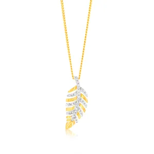 9ct Yellow Gold Leaf Shaped Diamond Pendant Shiels