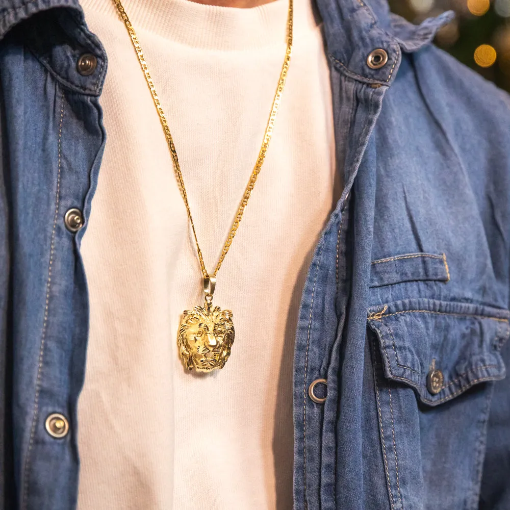 9ct Yellow Gold Lion Head Pendant Shiels