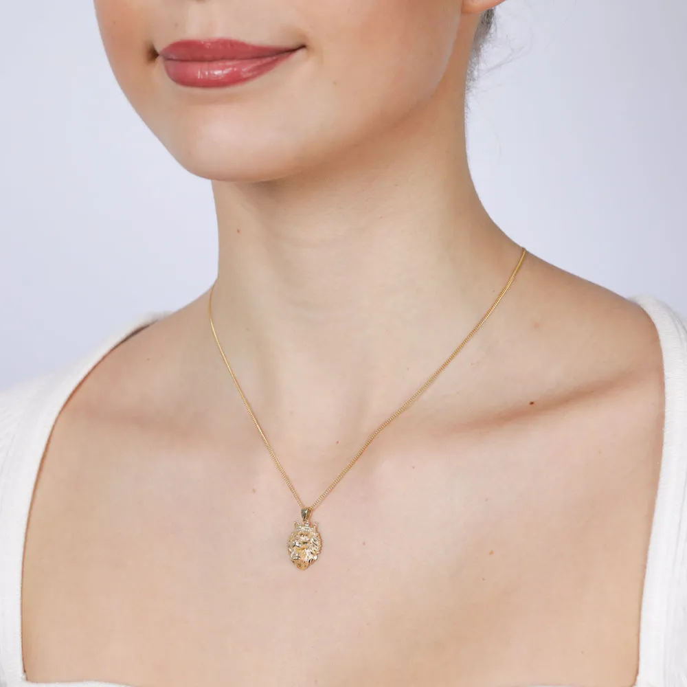 9ct Yellow Gold Lion Head Pendant Shiels