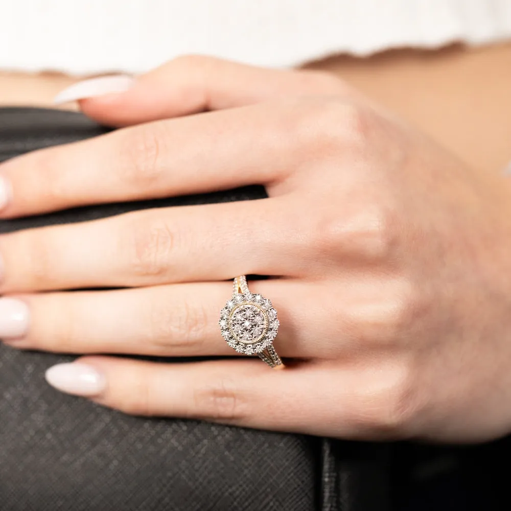 9ct Yellow Gold Luminesce Lab Grown Cluster Diamond Ring Shiels