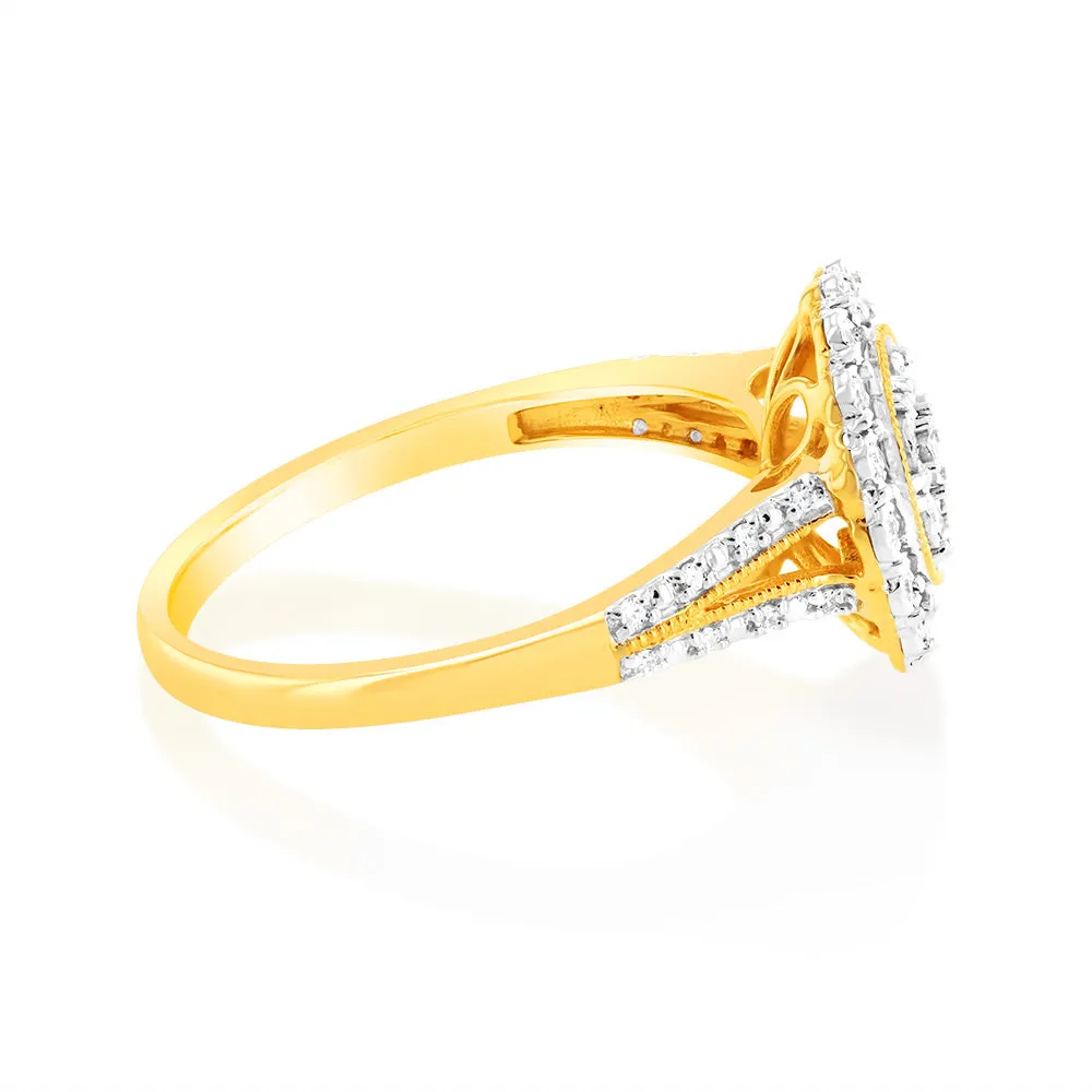9ct Yellow Gold Luminesce Lab Grown Cluster Diamond Ring Shiels