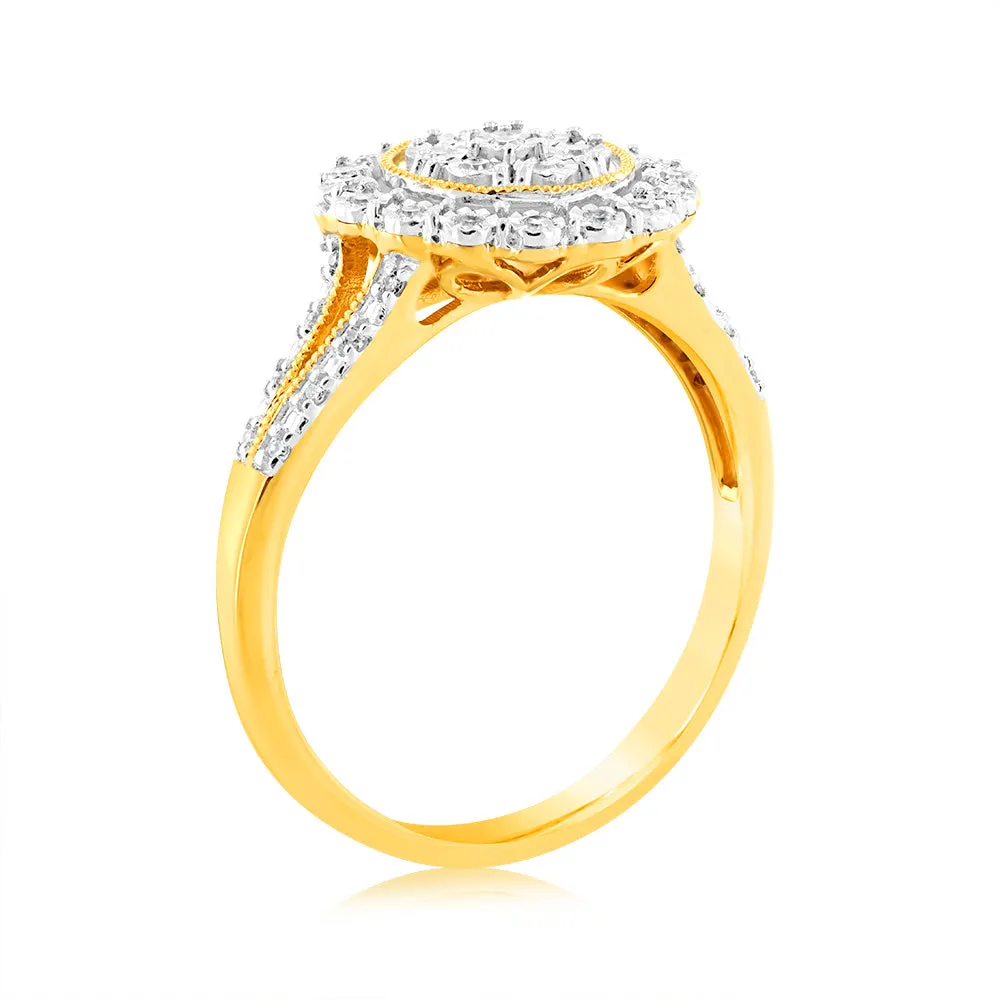 9ct Yellow Gold Luminesce Lab Grown Cluster Diamond Ring Shiels
