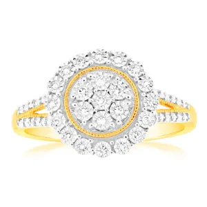 9ct Yellow Gold Luminesce Lab Grown Cluster Diamond Ring Shiels