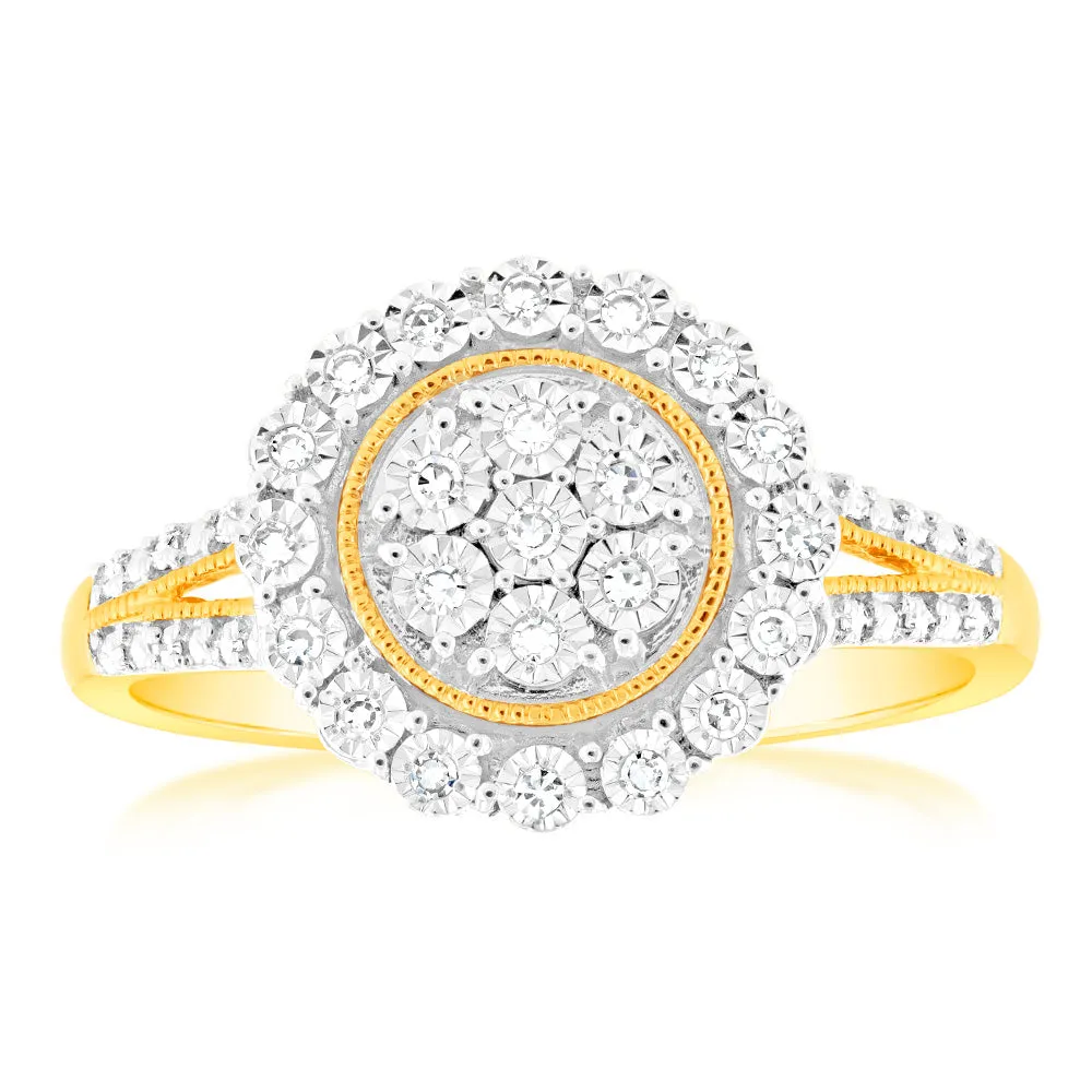 9ct Yellow Gold Luminesce Lab Grown Cluster Diamond Ring Shiels