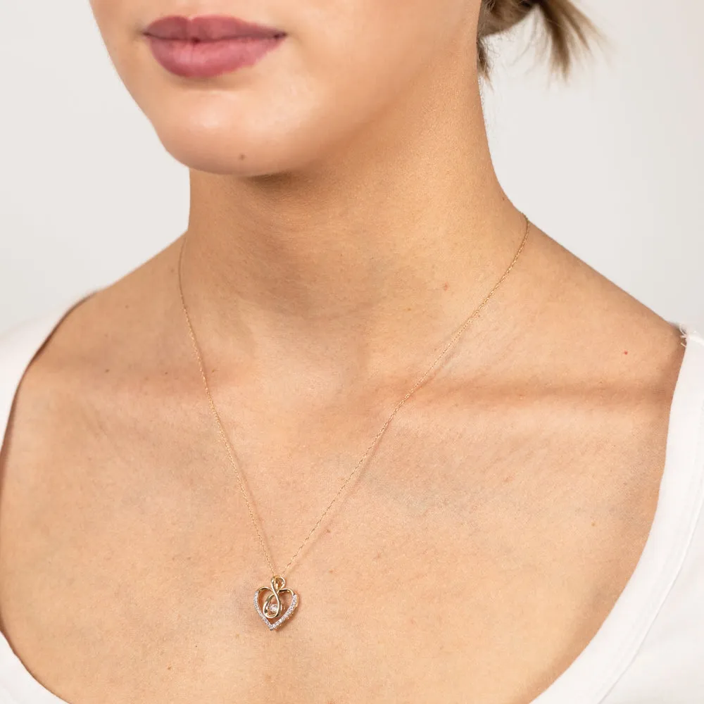 9ct Yellow Gold Luminesce Lab Grown Infinity In Heart Diamond Pendant Shiels