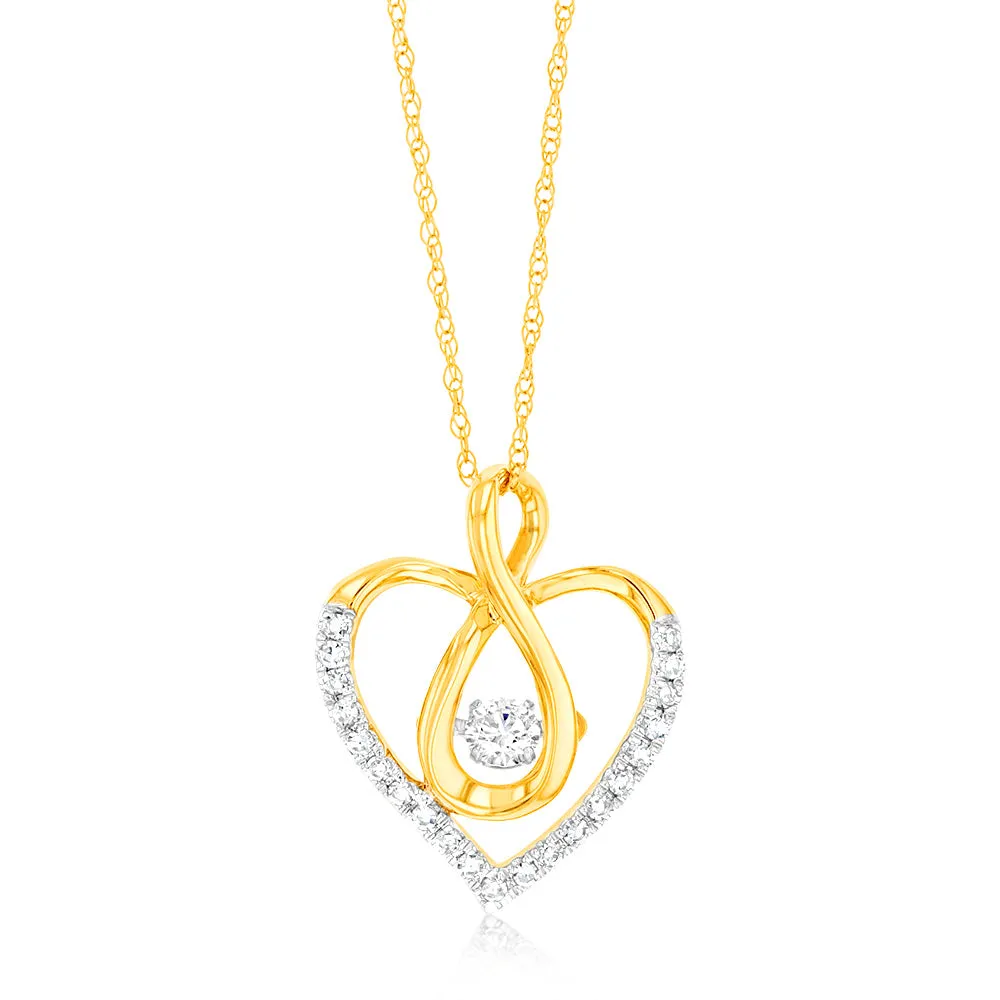 9ct Yellow Gold Luminesce Lab Grown Infinity In Heart Diamond Pendant Shiels