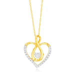 9ct Yellow Gold Luminesce Lab Grown Infinity In Heart Diamond Pendant Shiels