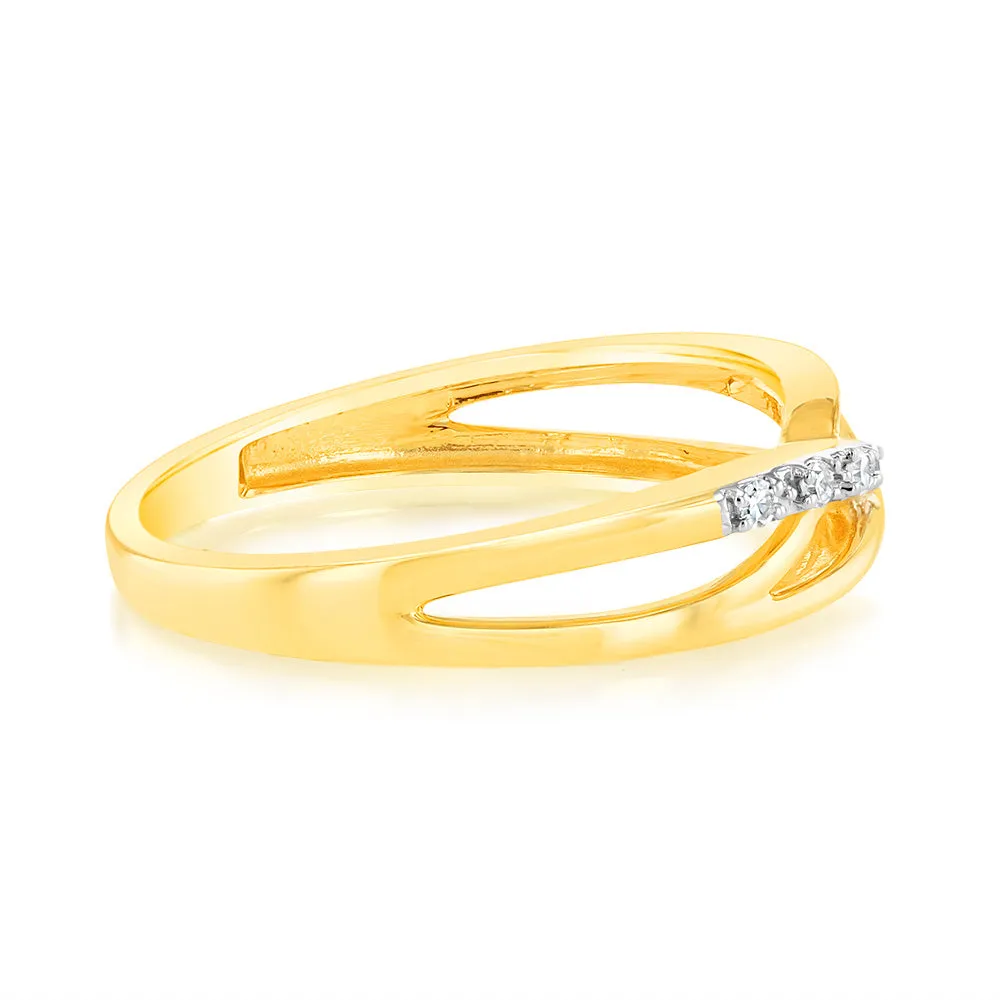 9ct Yellow Gold Luminesce Lab Grown Ring with 7 Diamonds Shiels