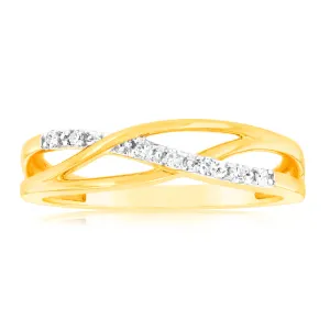 9ct Yellow Gold Luminesce Lab Grown Ring with 7 Diamonds Shiels