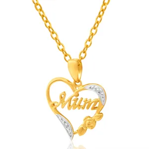 9ct Yellow Gold Mum Diamond Pendant Shiels