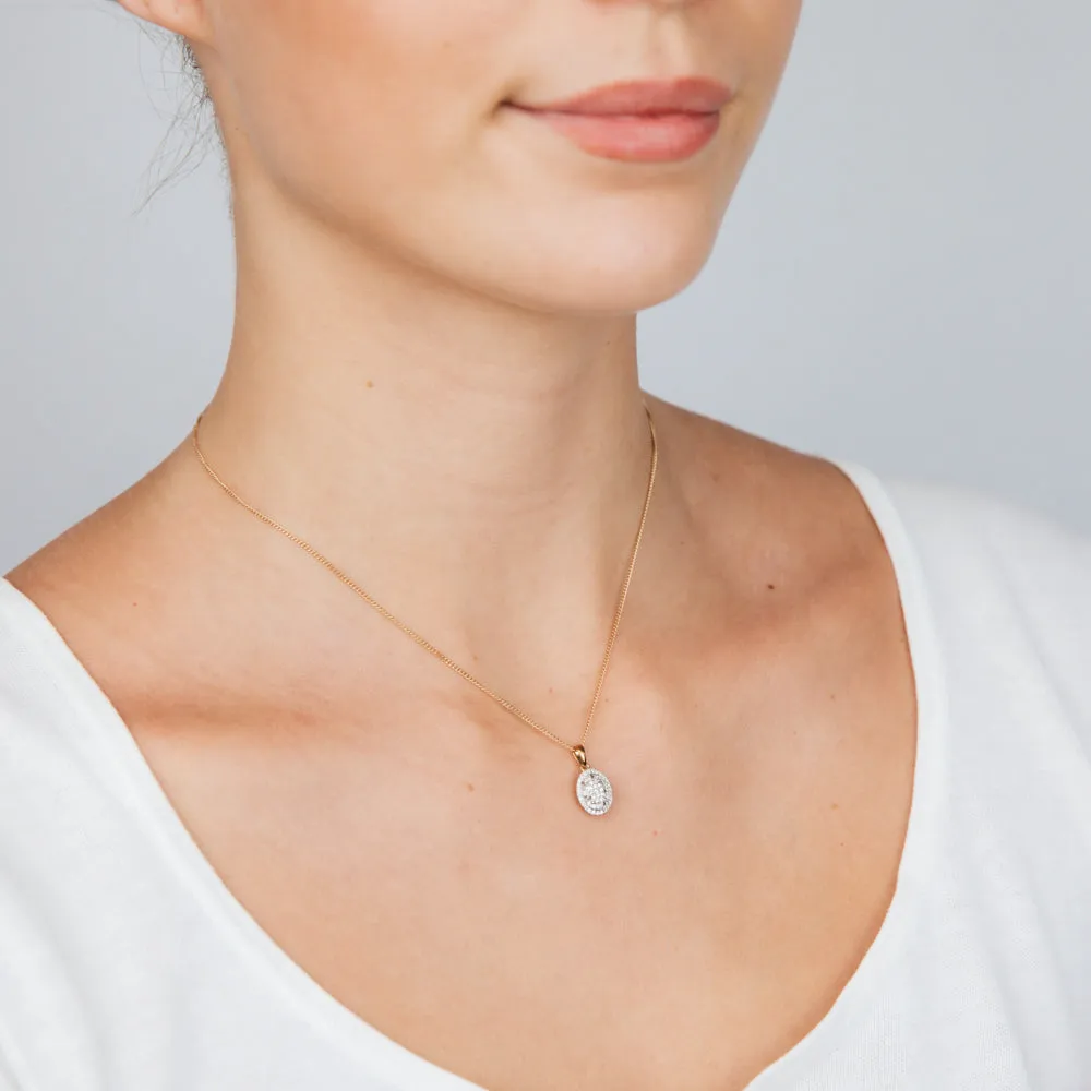 9ct Yellow Gold Oval Shaped Pendant in 1/4 Carat Natural Diamonds Shiels