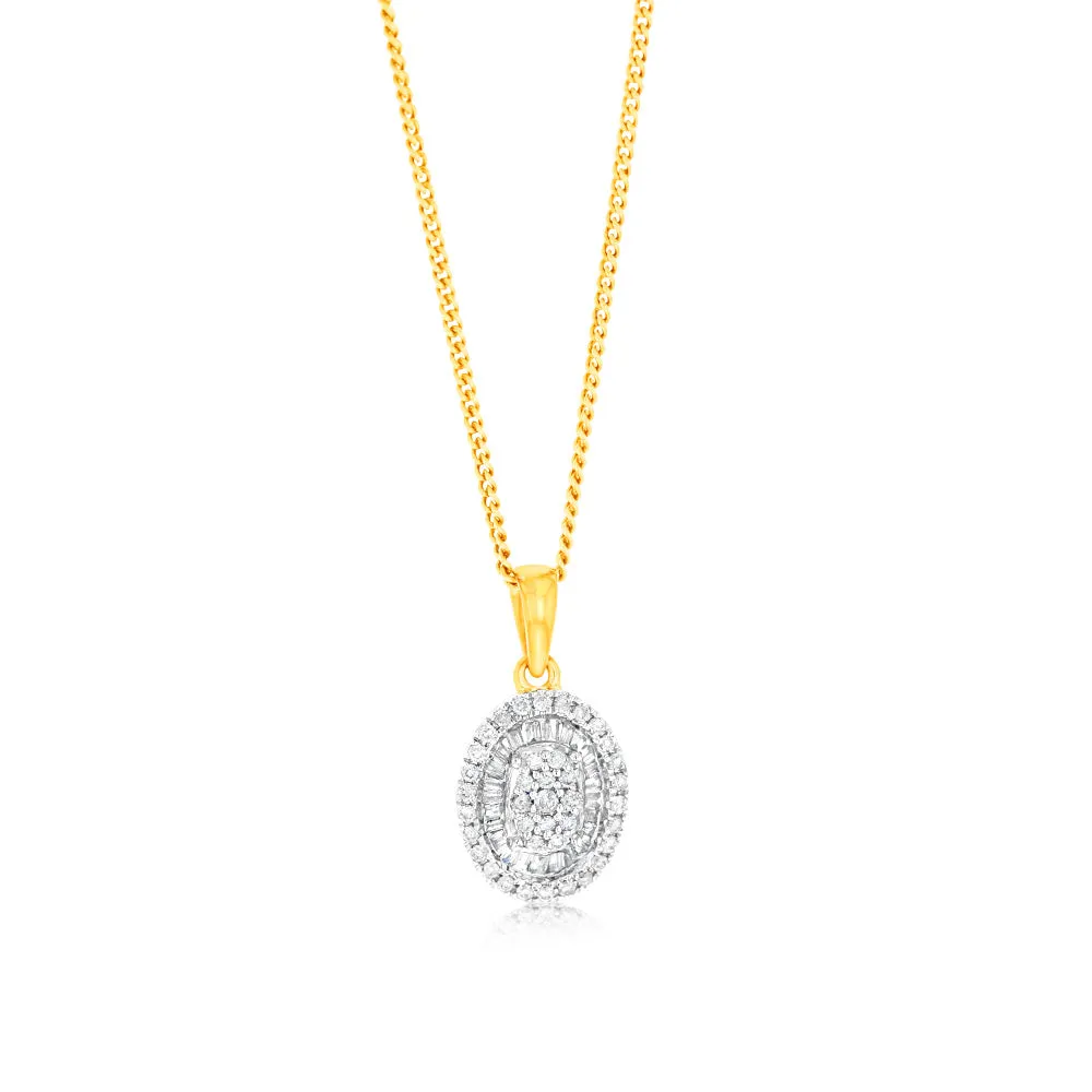 9ct Yellow Gold Oval Shaped Pendant in 1/4 Carat Natural Diamonds Shiels